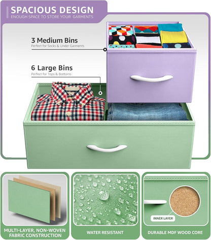Kids Dresser for Bedroom, Fabric Drawers (8 Drawer, Pink)
