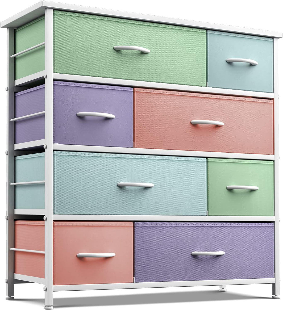 Kids Dresser for Bedroom, Fabric Drawers (8 Drawer, Pink)