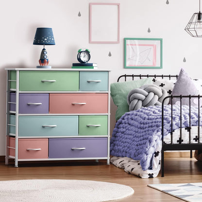 Kids Dresser for Bedroom, Fabric Drawers (8 Drawer, Pink)