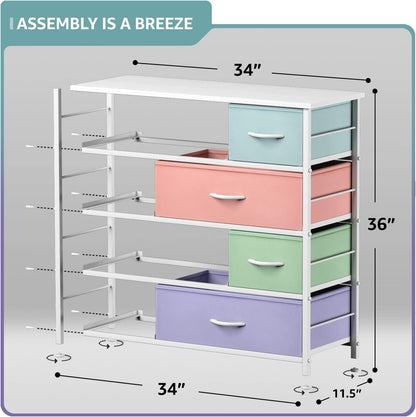Kids Dresser for Bedroom, Fabric Drawers (8 Drawer, Pink)
