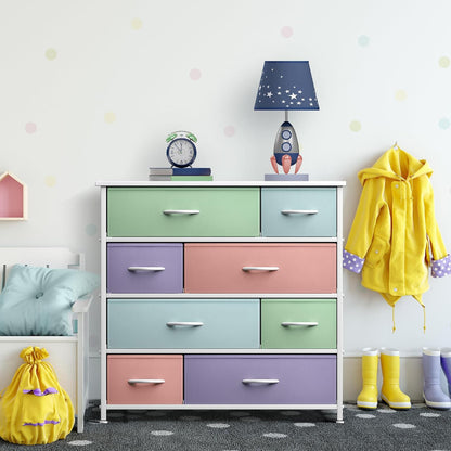 Kids Dresser for Bedroom, Fabric Drawers (8 Drawer, Pink)