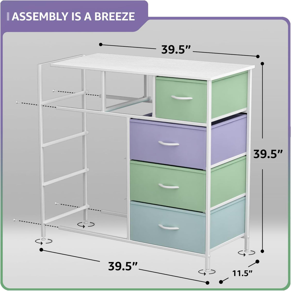 Kids Dresser for Bedroom, Fabric Drawers (8 Drawer, Pink)
