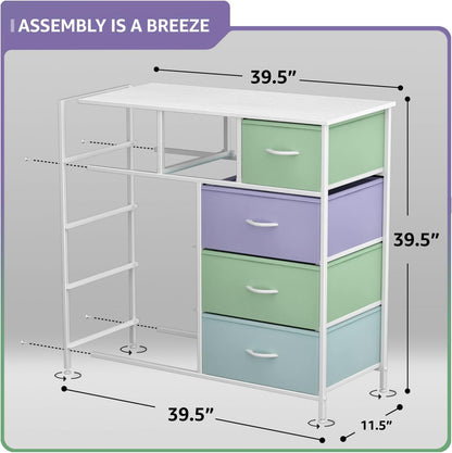 Kids Dresser for Bedroom, Fabric Drawers (8 Drawer, Pink)