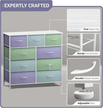 Kids Dresser for Bedroom, Fabric Drawers (8 Drawer, Pink)