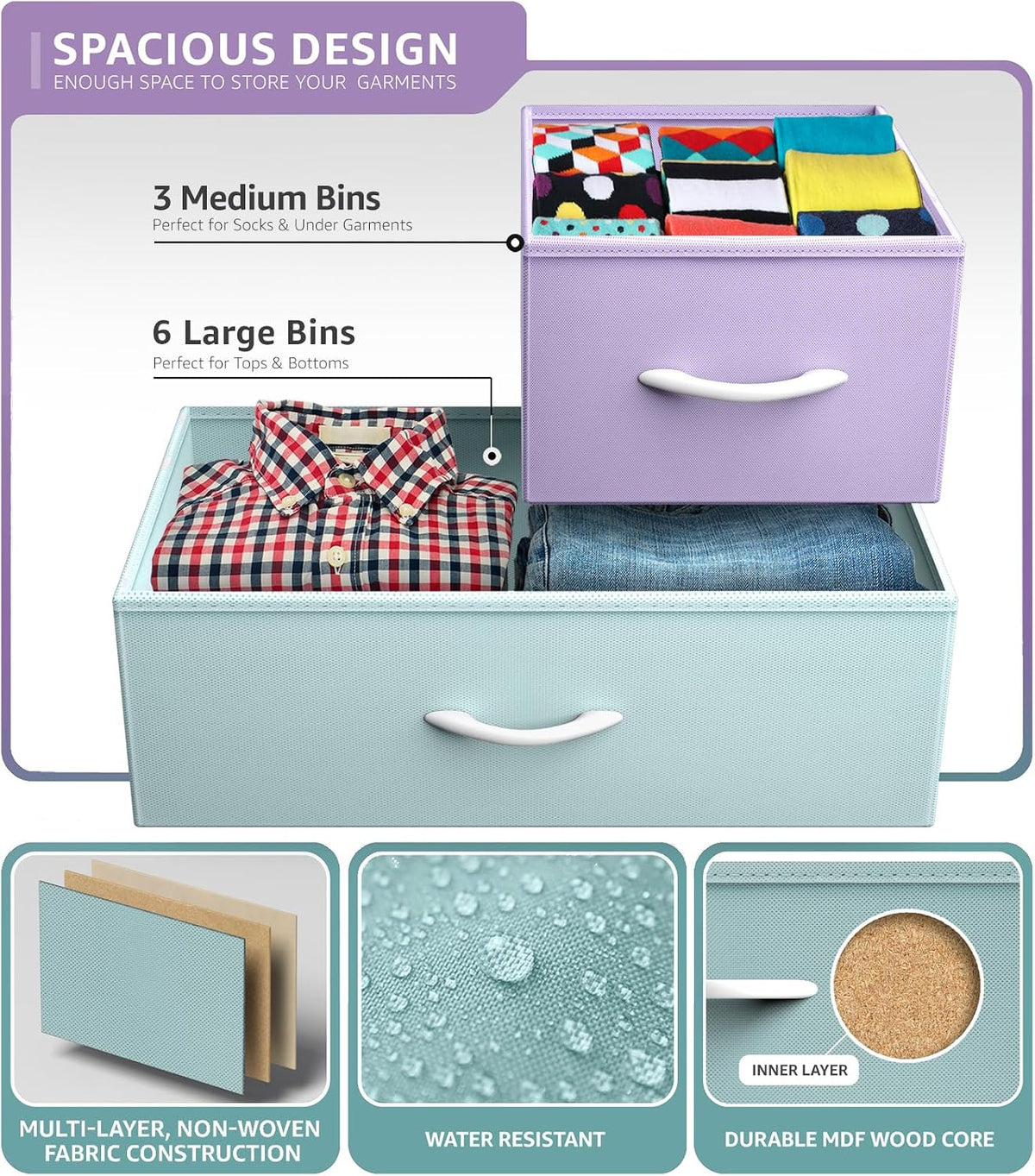 Kids Dresser for Bedroom, Fabric Drawers (8 Drawer, Pink)