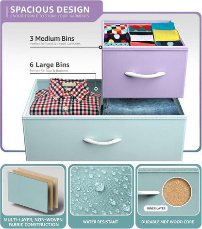 Kids Dresser for Bedroom, Fabric Drawers (8 Drawer, Pink)