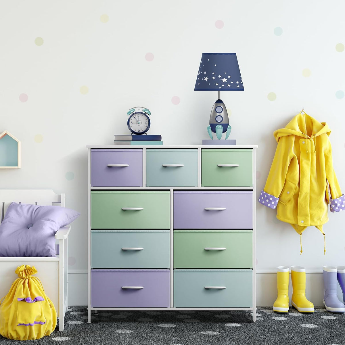 Kids Dresser for Bedroom, Fabric Drawers (8 Drawer, Pink)