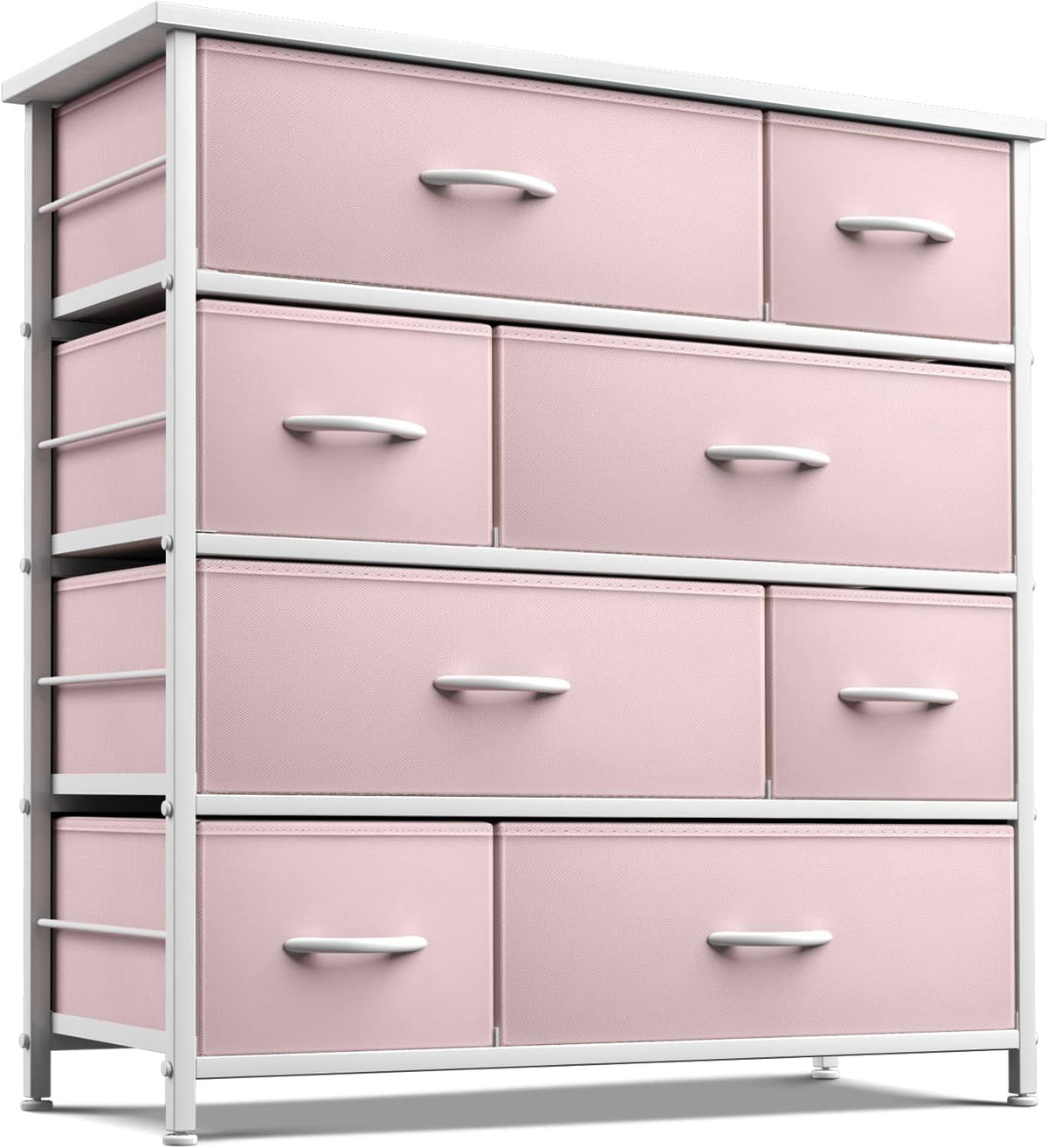 Kids Dresser for Bedroom, Fabric Drawers (8 Drawer, Pink)