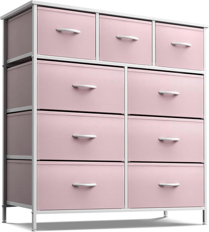 Kids Dresser for Bedroom, Fabric Drawers (8 Drawer, Pink)