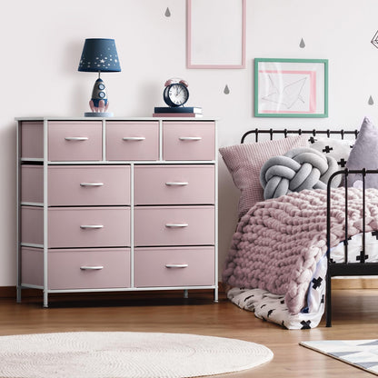 Kids Dresser for Bedroom, Fabric Drawers (8 Drawer, Pink)