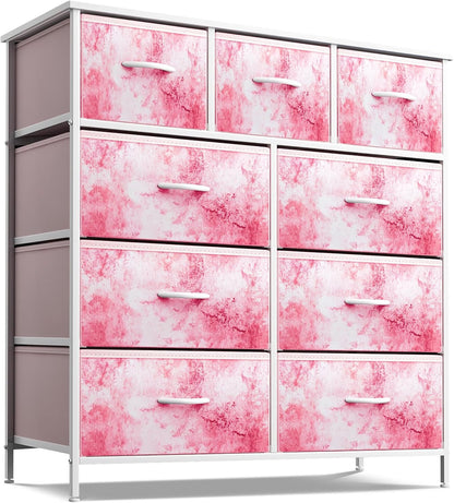 Kids Dresser for Bedroom, Fabric Drawers (8 Drawer, Pink)