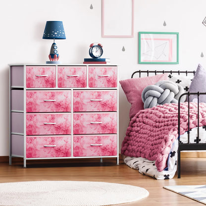 Kids Dresser for Bedroom, Fabric Drawers (8 Drawer, Pink)