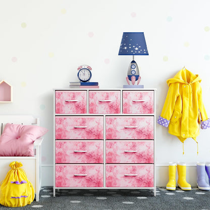 Kids Dresser for Bedroom, Fabric Drawers (8 Drawer, Pink)