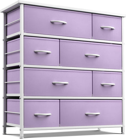 Kids Dresser for Bedroom, Fabric Drawers (8 Drawer, Pink)