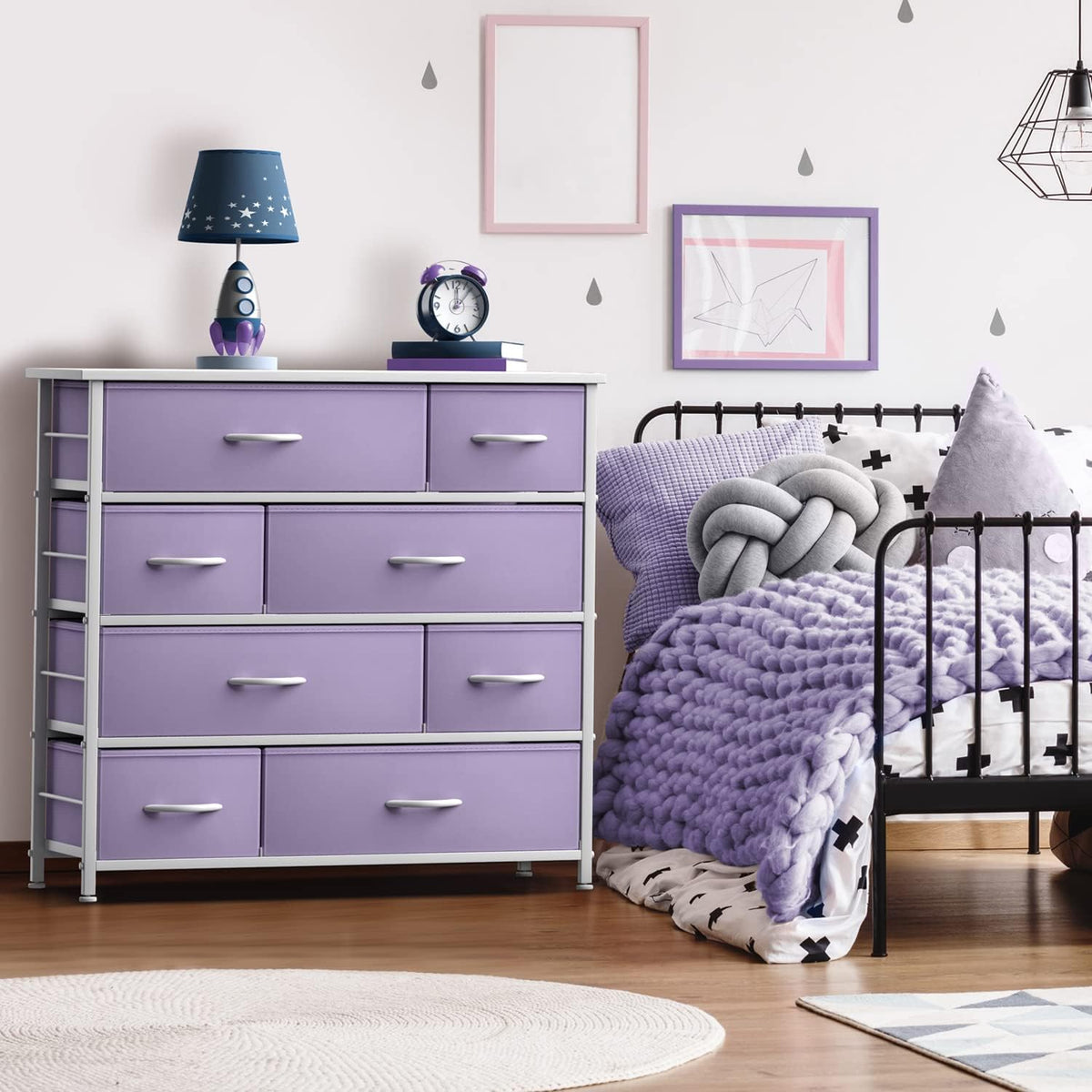 Kids Dresser for Bedroom, Fabric Drawers (8 Drawer, Pink)