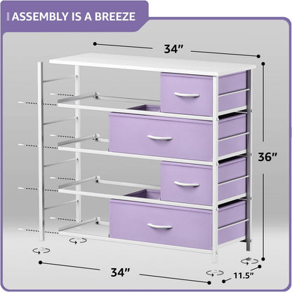 Kids Dresser for Bedroom, Fabric Drawers (8 Drawer, Pink)