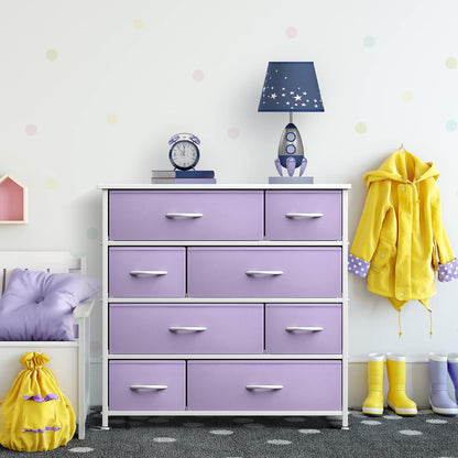 Kids Dresser for Bedroom, Fabric Drawers (8 Drawer, Pink)