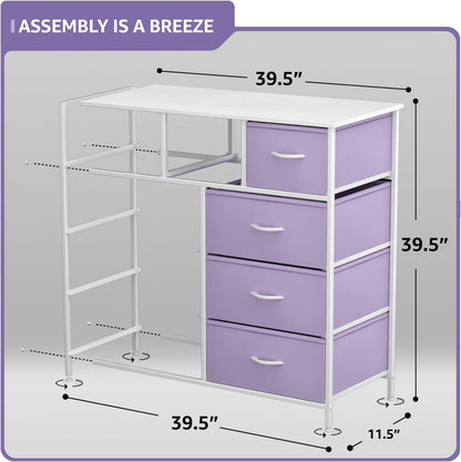 Kids Dresser for Bedroom, Fabric Drawers (8 Drawer, Pink)