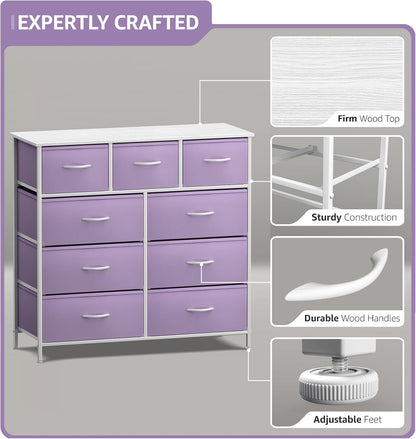 Kids Dresser for Bedroom, Fabric Drawers (8 Drawer, Pink)