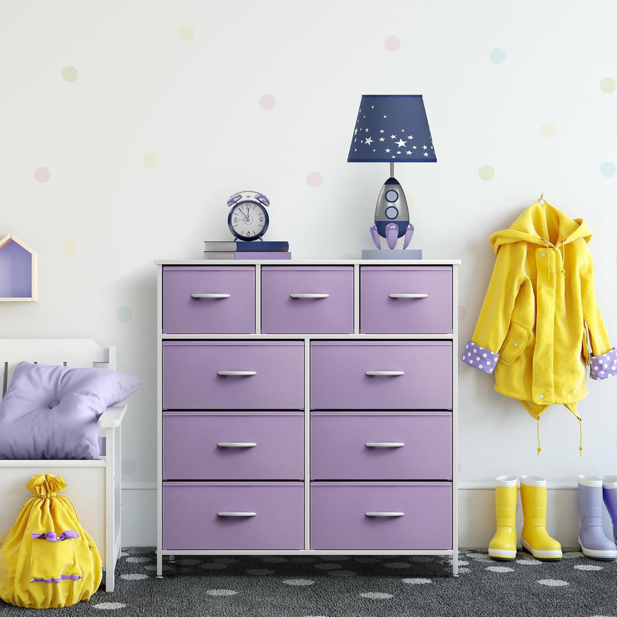 Kids Dresser for Bedroom, Fabric Drawers (8 Drawer, Pink)