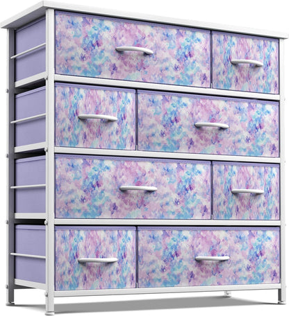 Kids Dresser for Bedroom, Fabric Drawers (8 Drawer, Pink)