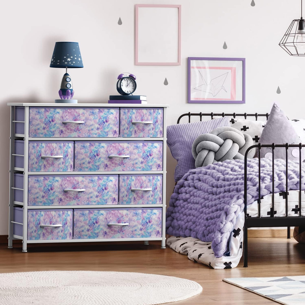 Kids Dresser for Bedroom, Fabric Drawers (8 Drawer, Pink)