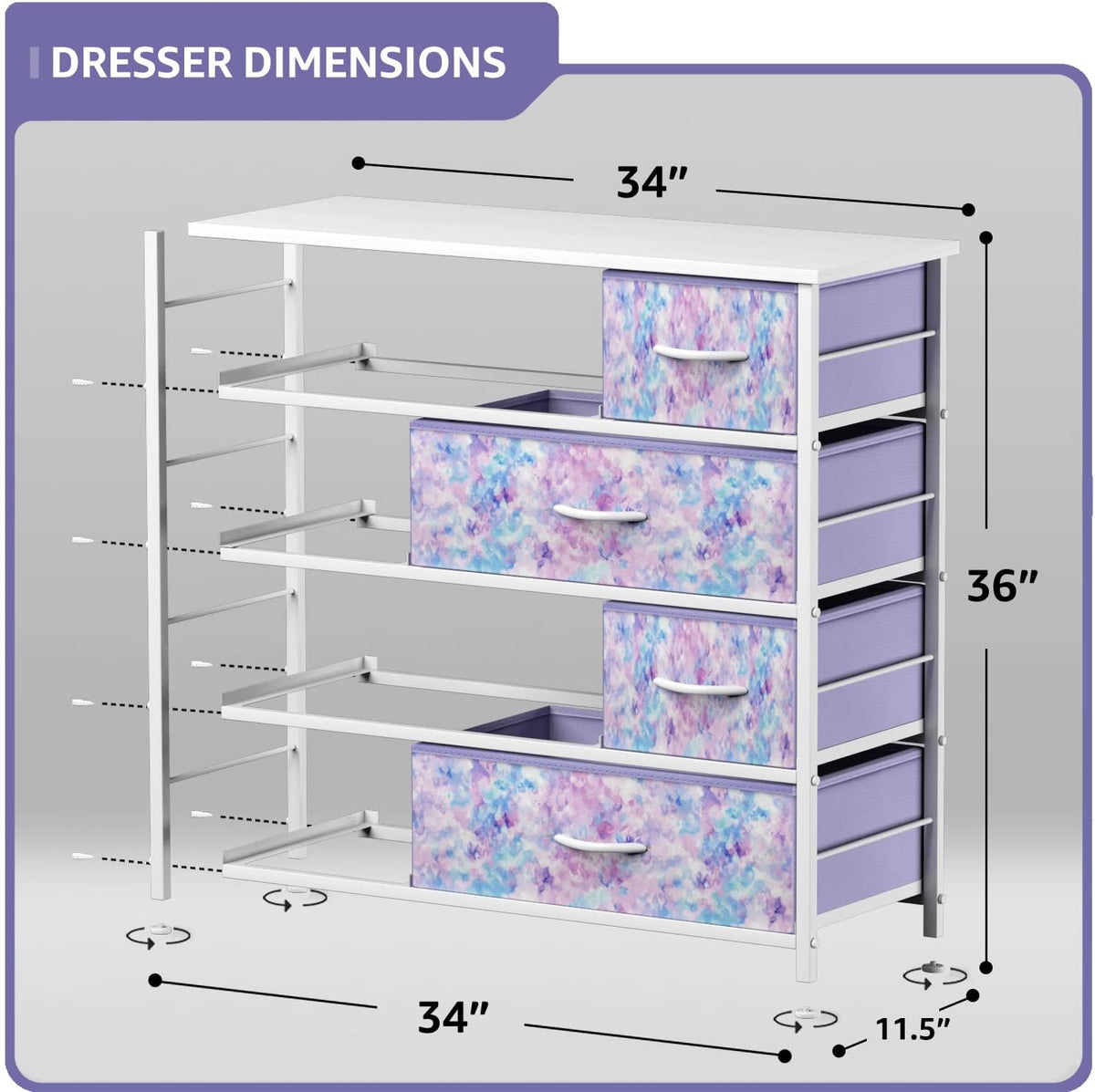 Kids Dresser for Bedroom, Fabric Drawers (8 Drawer, Pink)