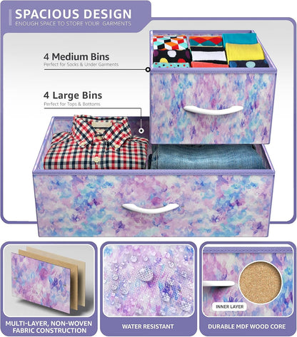 Kids Dresser for Bedroom, Fabric Drawers (8 Drawer, Pink)