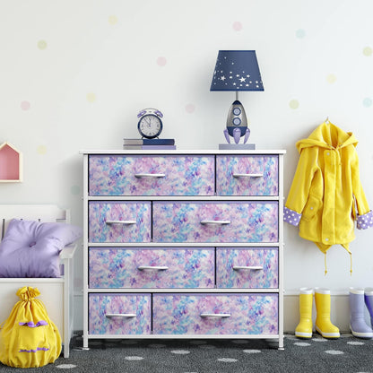 Kids Dresser for Bedroom, Fabric Drawers (8 Drawer, Pink)