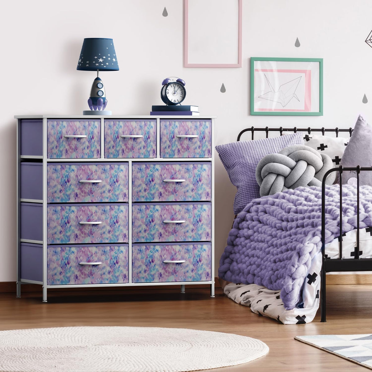 Kids Dresser for Bedroom, Fabric Drawers (8 Drawer, Pink)