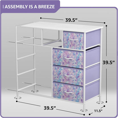 Kids Dresser for Bedroom, Fabric Drawers (8 Drawer, Pink)