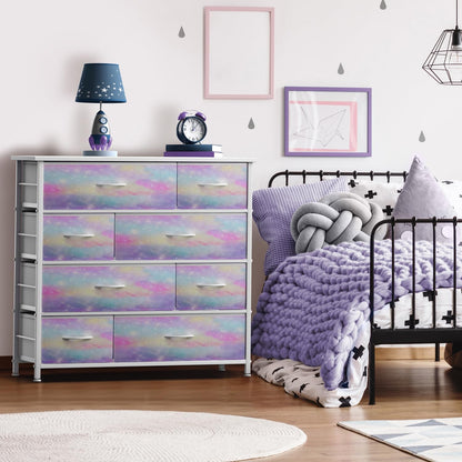 Kids Dresser for Bedroom, Fabric Drawers (8 Drawer, Pink)
