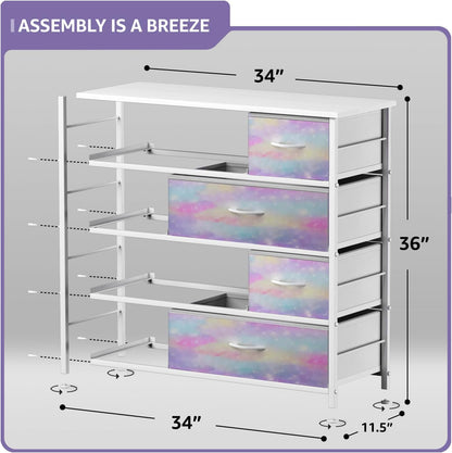 Kids Dresser for Bedroom, Fabric Drawers (8 Drawer, Pink)