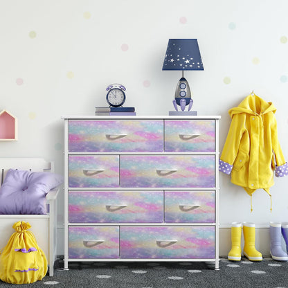 Kids Dresser for Bedroom, Fabric Drawers (8 Drawer, Pink)