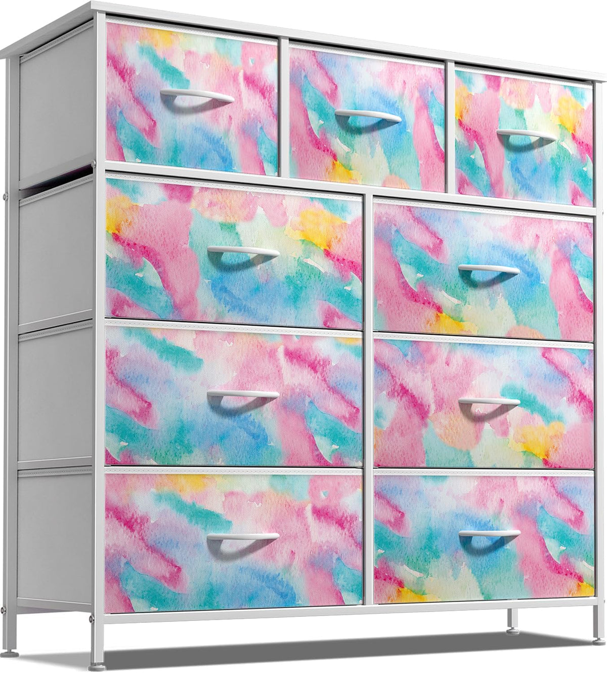 Kids Dresser for Bedroom, Fabric Drawers (8 Drawer, Pink)
