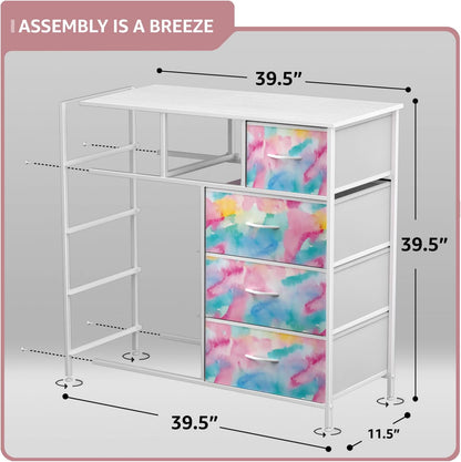 Kids Dresser for Bedroom, Fabric Drawers (8 Drawer, Pink)