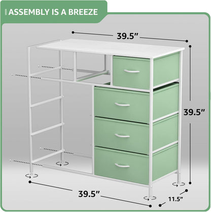 Kids Dresser for Bedroom, Fabric Drawers (8 Drawer, Pink)