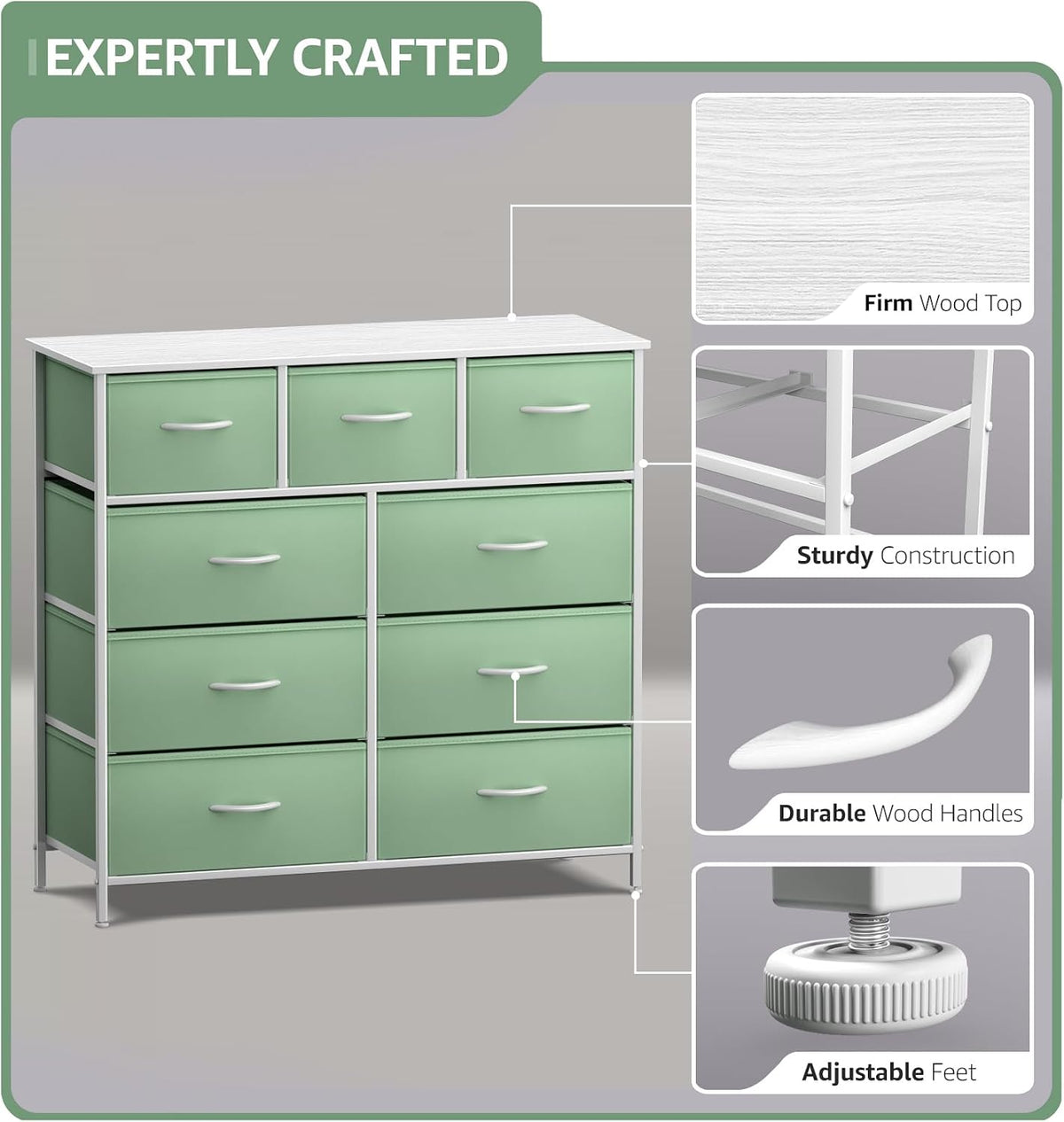 Kids Dresser for Bedroom, Fabric Drawers (8 Drawer, Pink)