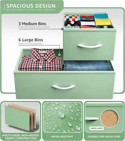 Kids Dresser for Bedroom, Fabric Drawers (8 Drawer, Pink)