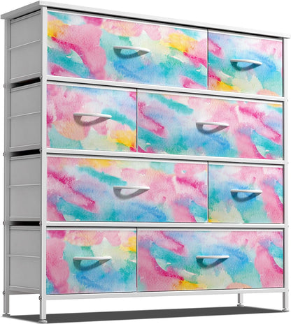 Kids Dresser for Bedroom, Fabric Drawers (8 Drawer, Pink)