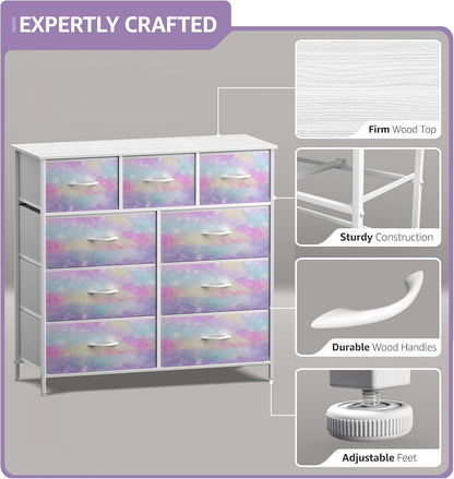 Kids Dresser for Bedroom, Fabric Drawers (8 Drawer, Pink)