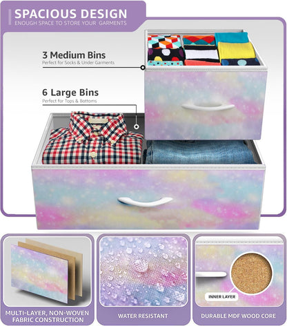 Kids Dresser for Bedroom, Fabric Drawers (8 Drawer, Pink)