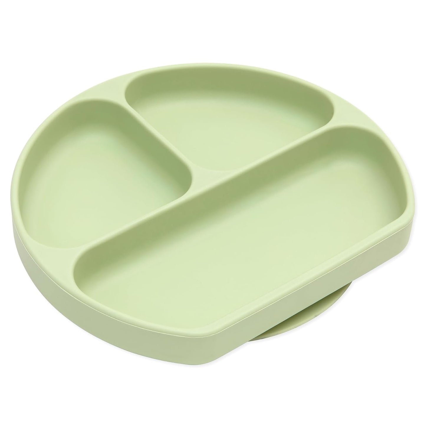 Bumkins Toddler and Baby Suction Plate, Divided Grip Dish for Babies and Kids, Baby Led Weaning, Feeding Supplies, Sticks to Tables and Highchairs, Platinum Silicone, for Chidren 6 Months, Gray