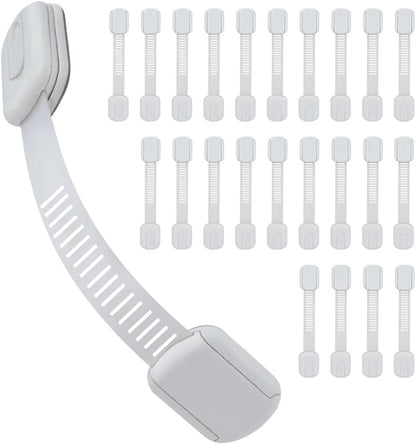 Child Proof Cabinet Locks - Cabinet Locks Baby Proofing with 3M Adhesives for Refrigerator, Oven, Cupboards, Toilet Seat - Adjustable,Easy Installation,No Drilling (24 Pack)