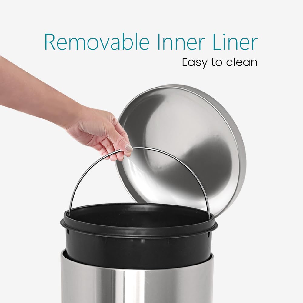 Diaper Pail, Airtight Odor Control Baby Diaper Bin with Childproof Lock, Stainless Steel Garbage Pail with lid, 15 Liter/ 4 Gallon Compact Nursery Trash Can with Removal Inner Liner, Blue