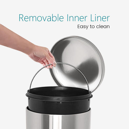 Diaper Pail, Airtight Odor Control Baby Diaper Bin with Childproof Lock, Stainless Steel Garbage Pail with lid, 15 Liter/ 4 Gallon Compact Nursery Trash Can with Removal Inner Liner, Blue