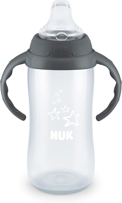 NUK First Choice Large Learner Cup 2.0, 10 oz. Sippy Cup with Handles, Spill Proof, Leak Proof Soft Straw Cup, 2-Pack