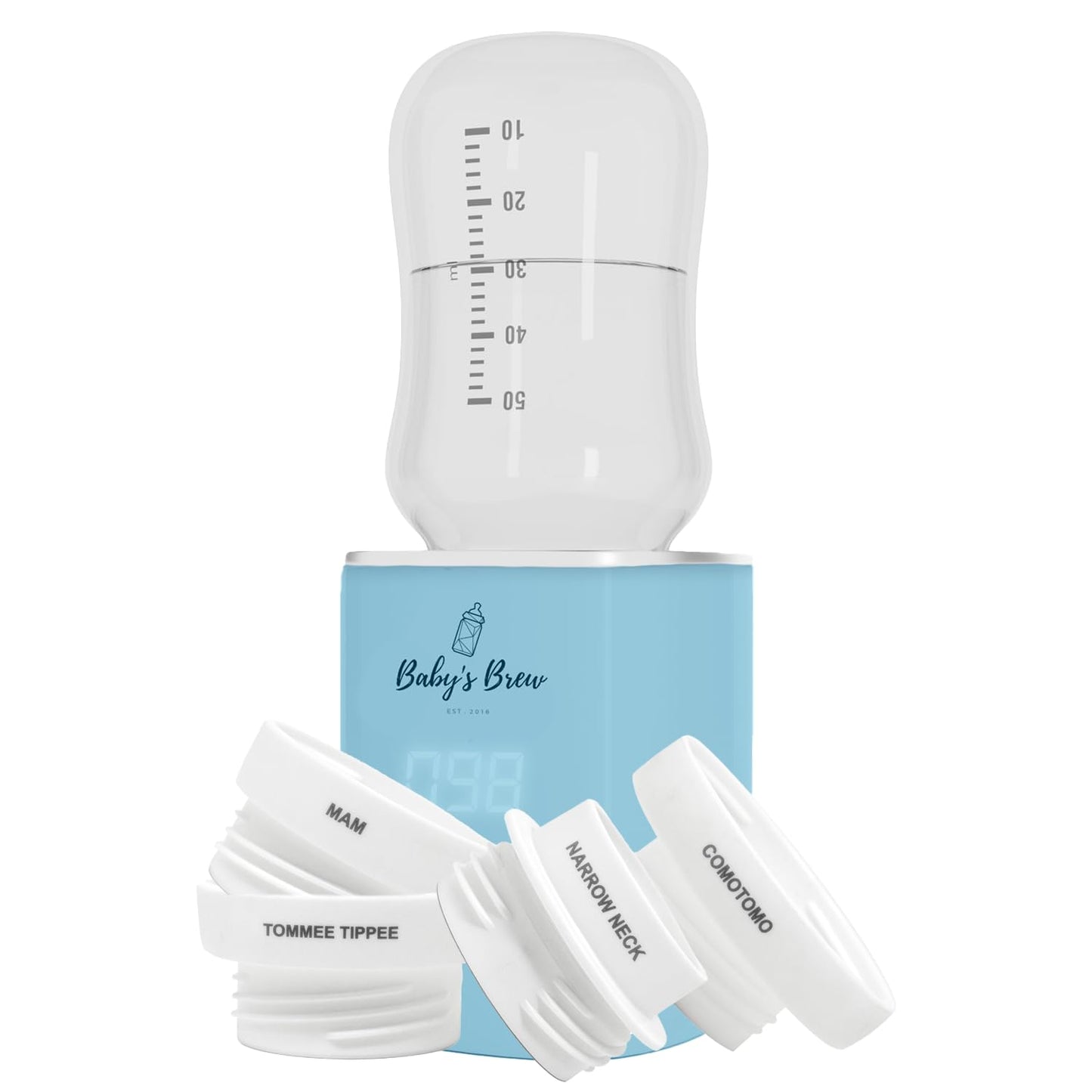 Baby's Brew Portable Bottle Warmer with Adapter Set – Cordless Baby Bottle Warmer for Breastmilk & Formula, Rechargeable, Leak-Proof, Travel-Friendly Milk Warmer, Marble