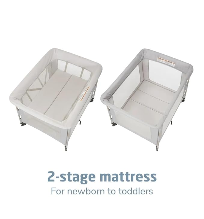 Maxi-COSI Swift Baby Playard with Mat, Baby Playpen, Play Yard with Bassinet, Portable Playpen for Babies and Toddlers, Onyx Sand