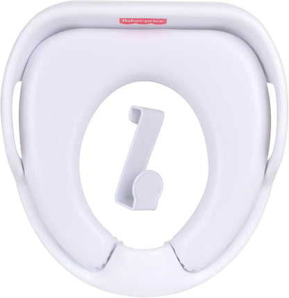 Fisher-Price™ Ready & Steady Potty Seat – Deluxe Soft Padded Potty Ring with Handles, Splash Guard, and Storage Hook for Toddlers Potty Training, White